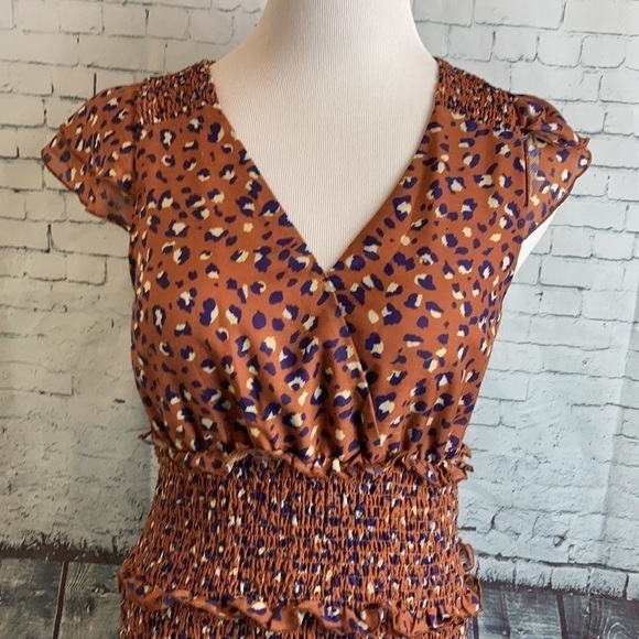 Foxiedox Mini Luna Animal Print Tiered Ruffle Dress M feminine cheetah leopard - Picture 8 of 14